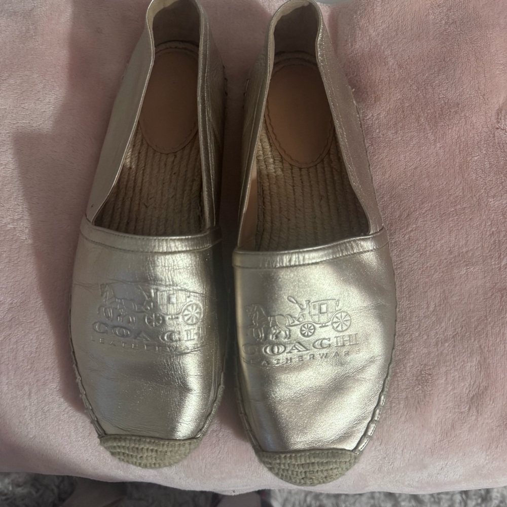 Coach Shimmering Silver Espadrilles